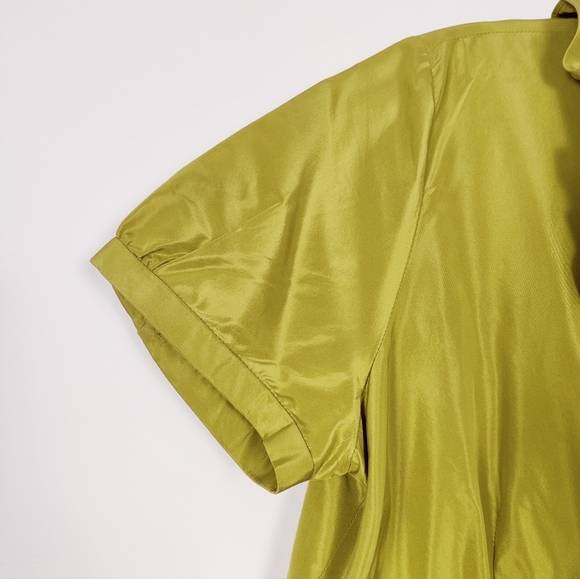 J. Crew Green Silk Wrap Dress with Ruffle Trim - Size 16 Evening Party Feminine - Picture 2 of 12